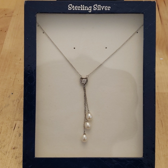 Silvef necklace with 3 pearls - Picture 3 of 3